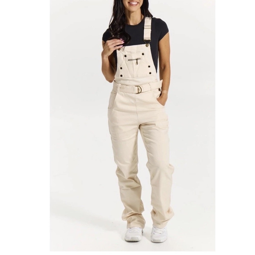 Buffbunny Over It Alls Cream Utility Straight Leg Belted Overalls XS Gorpcore